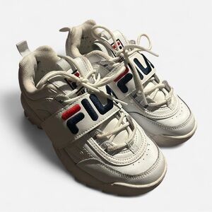Fila White and Navy Sneakers with Red Accents